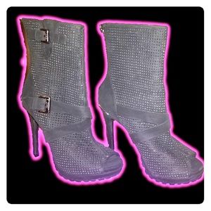 Juicy Couture peep toe stiletto booties